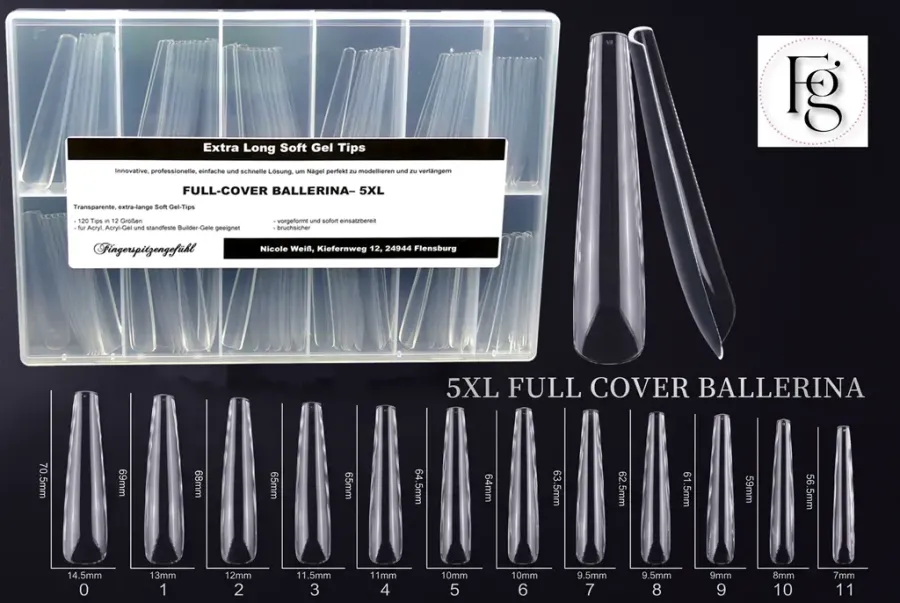 5 XL Soft Gel-Fullcover-Tips - Ballerina