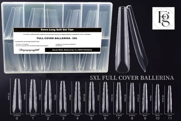 5 XL Soft Gel-Fullcover-Tips - Ballerina
